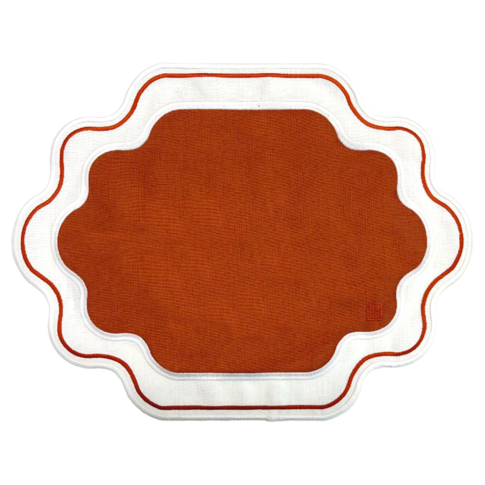 JOGO AMERICANO EASY CLEAN ELLA TERRACOTA E BRANCO