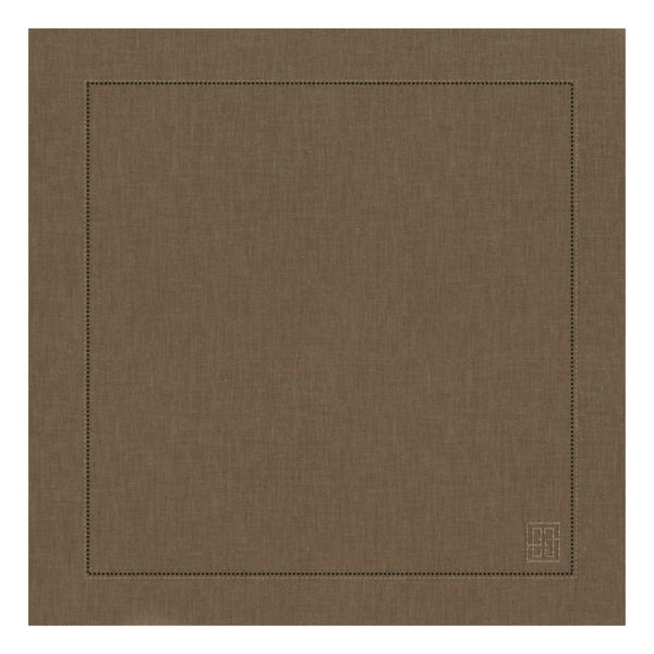 GUARDANAPO LINHO PURO BARRA LARGA PREMIUM MARROM 55X55 CM