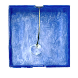 PORTA GUARDANAPO CRISTAL AZUL 20CM