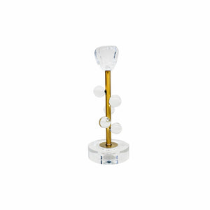 CASTIÇAL DE METAL COM CRISTAL E ACRÍLICO CELESTE P