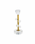 CASTIÇAL DE META COM CRISTAL E ACRÍLICO CELESTE P