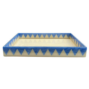 BANDEJA MOSAICO SOLARIS MARFIM E AZUL 33x23CM