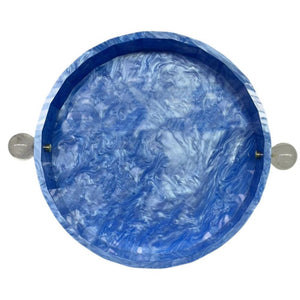 BANDEJA REDONDA CRISTAL AZUL 34CM