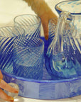 BANDEJA REDONDA CRISTAL AZUL 34CM