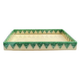 BANDEJA MOSAICO SOLARIS MARFIM E VERDE 33x23CM