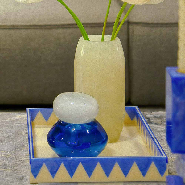 BANDEJA MOSAICO SOLARIS MARFIM E AZUL 33x23CM