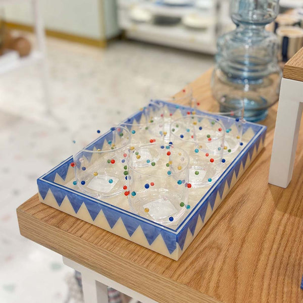 BANDEJA MOSAICO SOLARIS MARFIM E AZUL 33x23CM