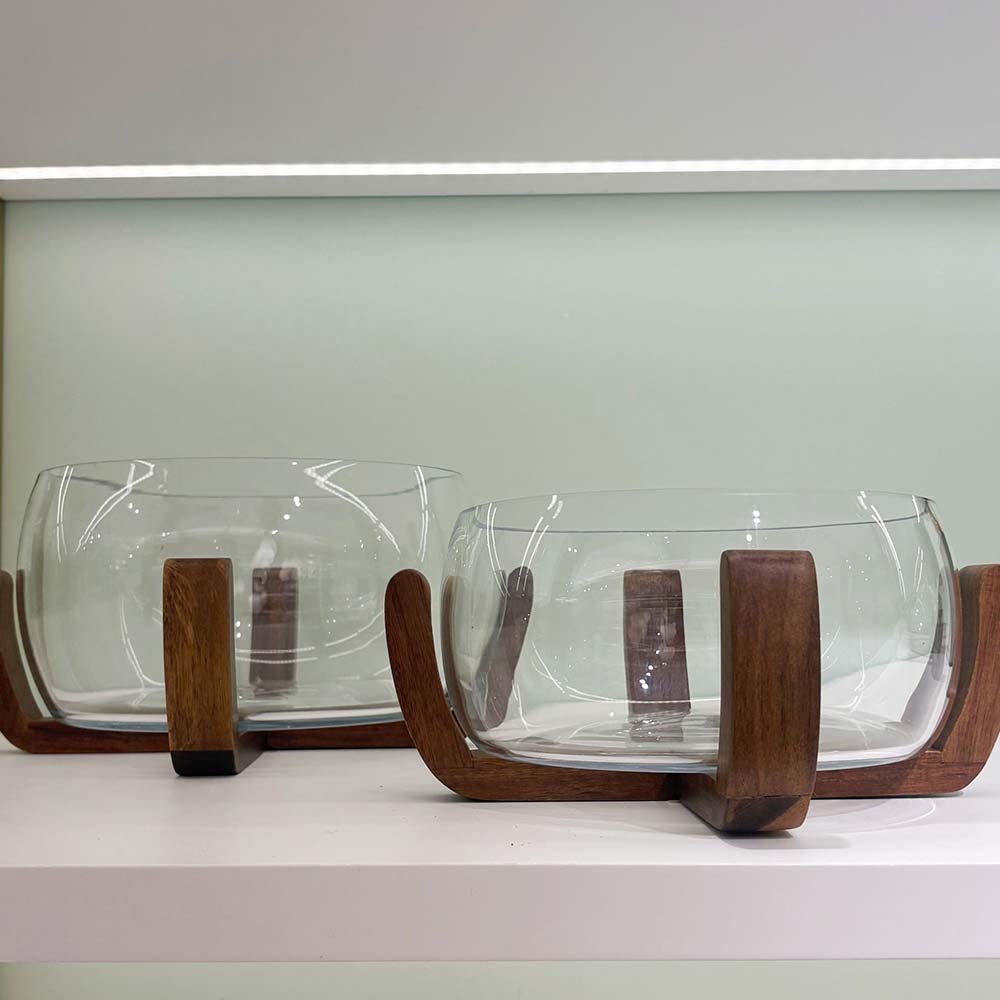 TRAVESSA MULTIUSO VIDRO E MADEIRA ESSENTIAL M