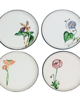 SET 4 PRATOS DE SOBREMESA CERÂMICA FLORES RARAS