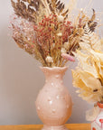 VASO BOLINHAS COM FLORES SECAS BOTANIKLAB ROSA