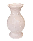 VASO DE CERÂMICA FEITO À MÃO BOLINHAS ROSA 21CM