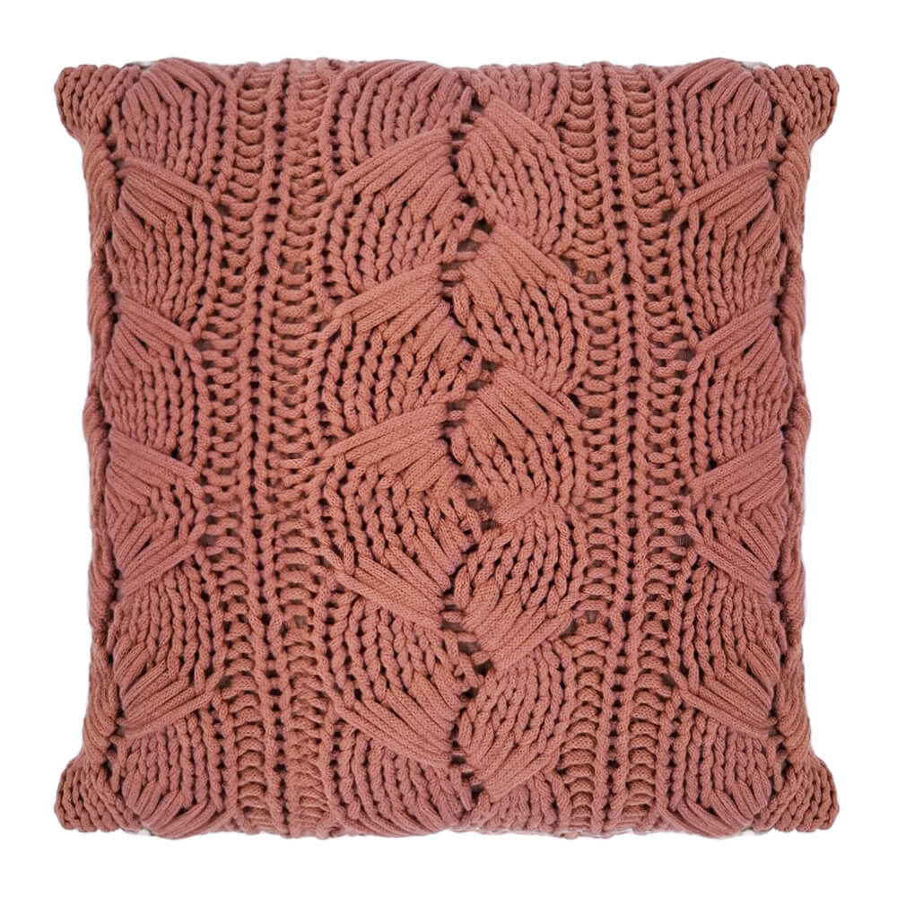 CAPA DE ALMOFADA TRICOT MANUAL GOMOS TERRACOTA 50X50CM