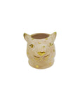 VASO CERÂMICA ARTESANAL COM OURO BEGE LEOPARDO P