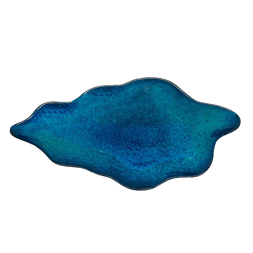 TRAVESSA CERÂMICA ORGANICA  AZUL ROYAL G