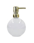 PORTA SABONETE LIQUIDO DE VIDRO BRANCO E DOURADO
