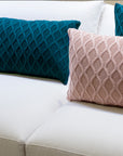 CAPA DE ALMOFADA TRICOT PLUS GOTAS RETANGULAR AZUL 60X40 CM