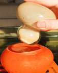 BOMBONIERE BUBBLE DE VIDRO SOPRADO À MÃO LARANJA