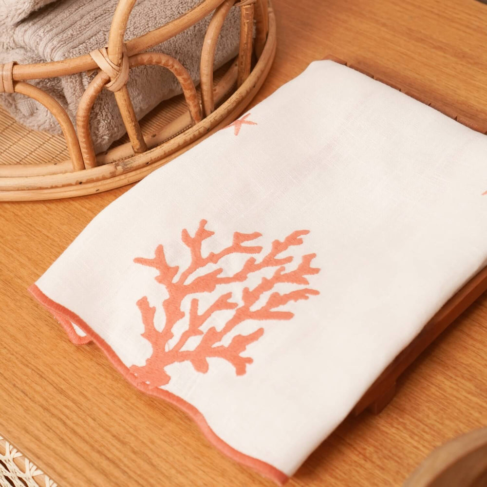 toalha de lavabo bordada laranja