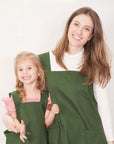 avental verde infantil mãe e filho