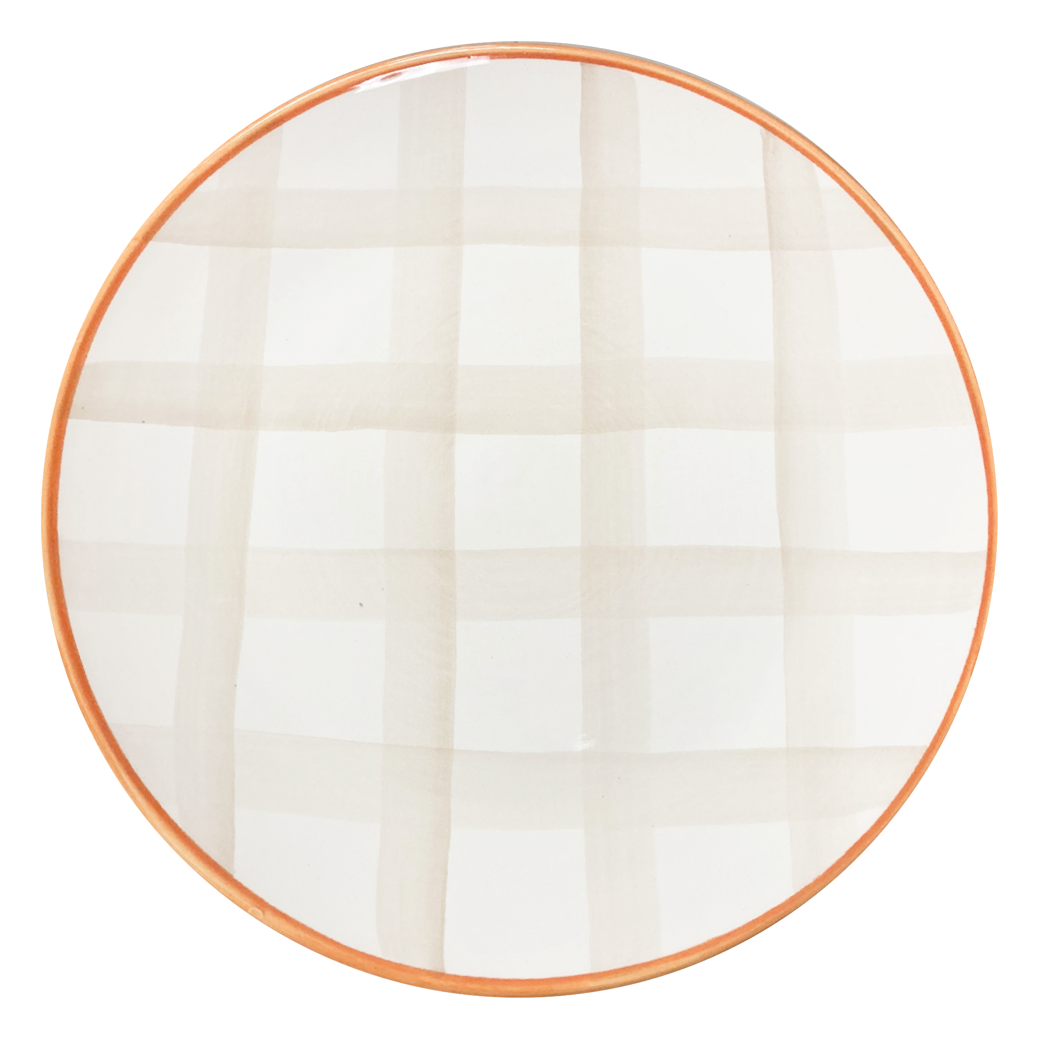 PRATO RASO DE CERÂMICA ARTESANAL XADREZ BEGE 28CM