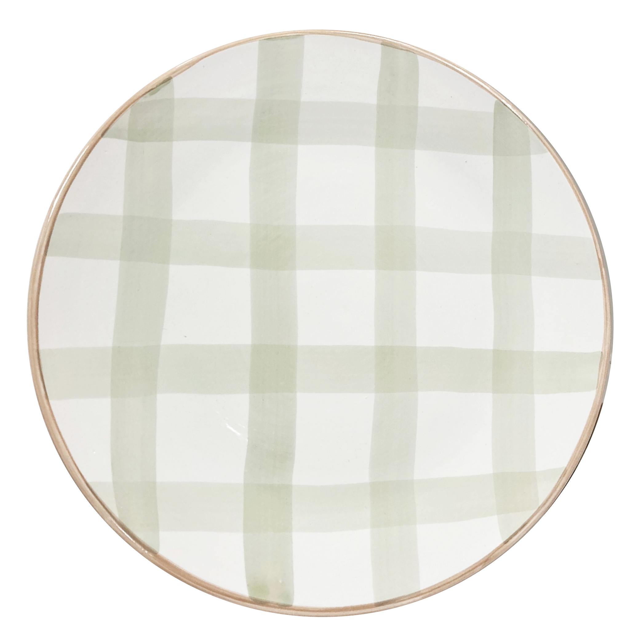 PRATO RASO DE CERÂMICA ARTESANAL XADREZ VERDE 28CM