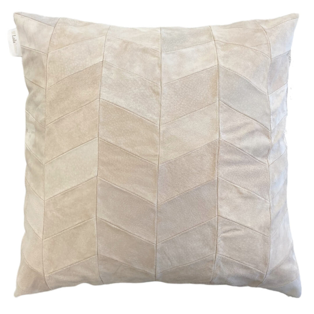 CAPA DE ALMOFADA CAMURÇA NATURAL CHEVRON BEGE 50 X 50 CM