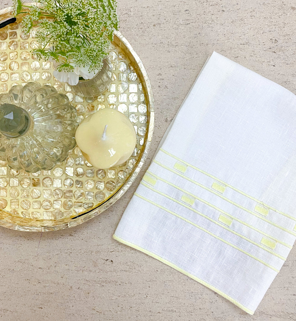 TOALHA DE LAVABO LINHO PURO GEOMETRIC 30 X 50 CM