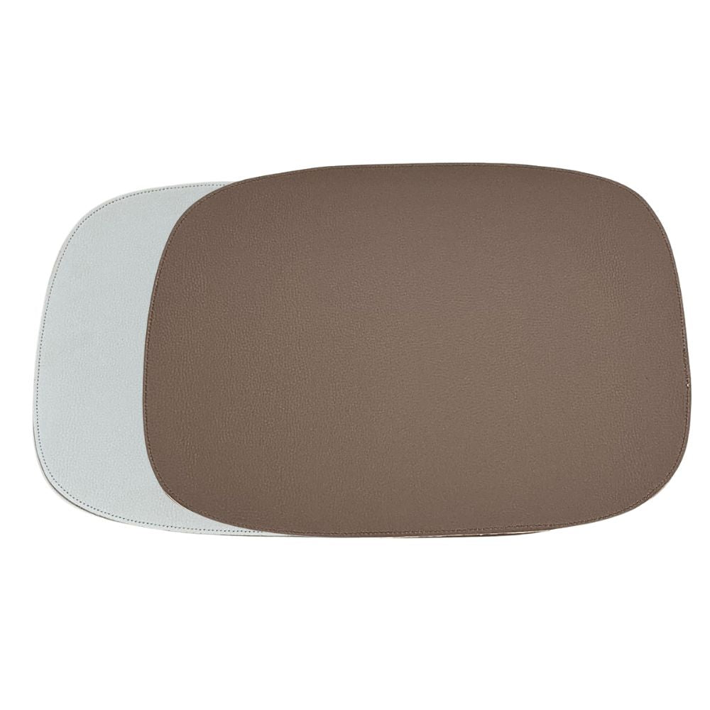 JOGO AMERICANO DUPLA FACE IMPERMEÁVEL RETANGULAR BRANCO E MARROM 48 CM