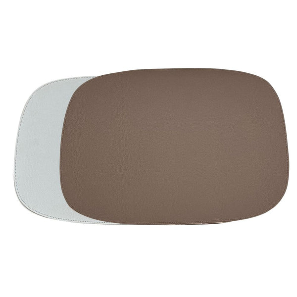 JOGO AMERICANO DUPLA FACE IMPERMEÁVEL RETANGULAR BRANCO E MARROM 48 CM