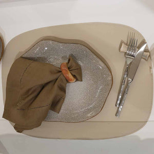 JOGO AMERICANO DUPLA FACE IMPERMEÁVEL RETANGULAR VERDE E BEGE 48 CM