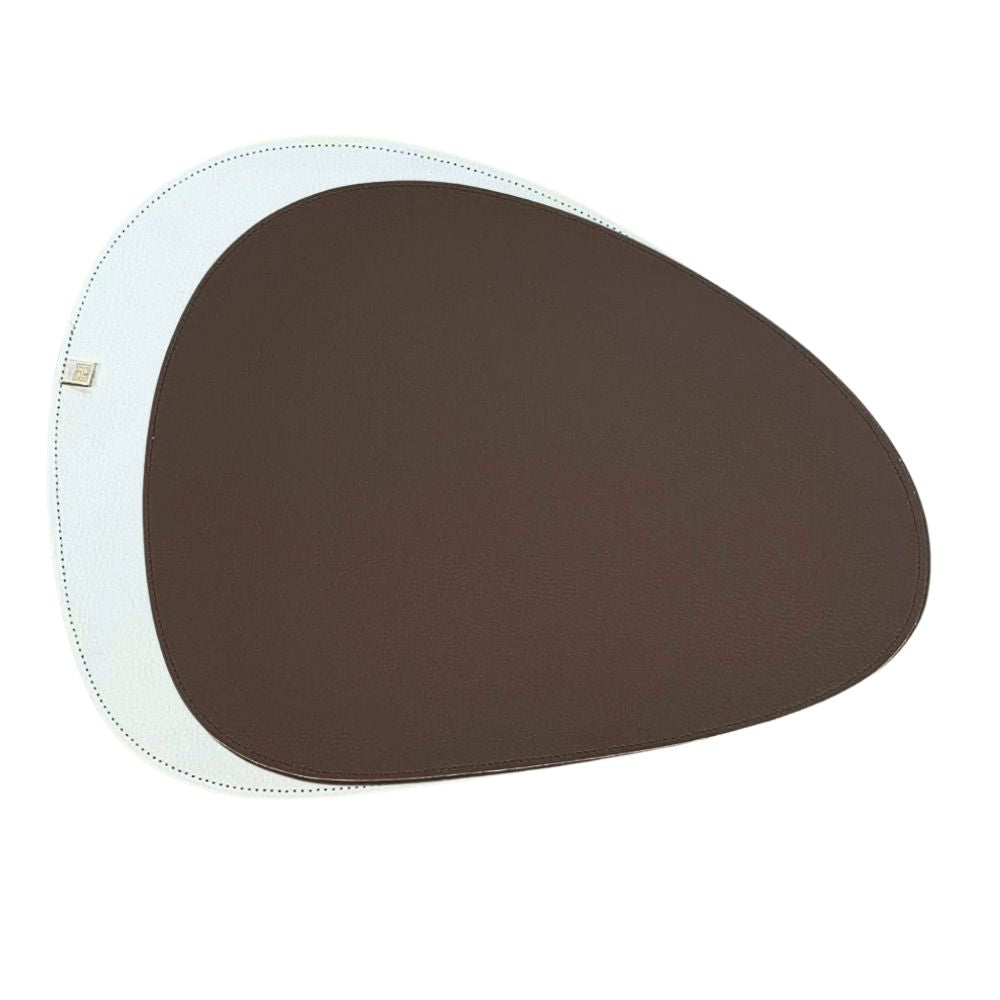 JOGO AMERICANO DUPLA FACE IMPERMEÁVEL ORGÂNICO MARROM E BRANCO 42CM