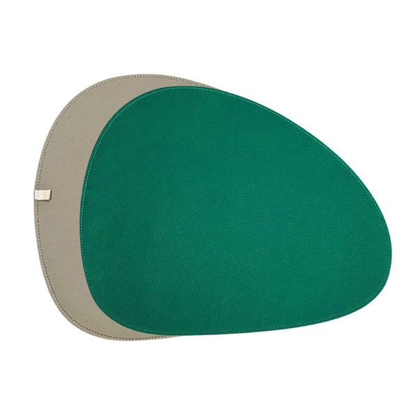 JOGO AMERICANO DUPLA FACE IMPERMEÁVEL ORGANICO BEGE E VERDE 42 CM