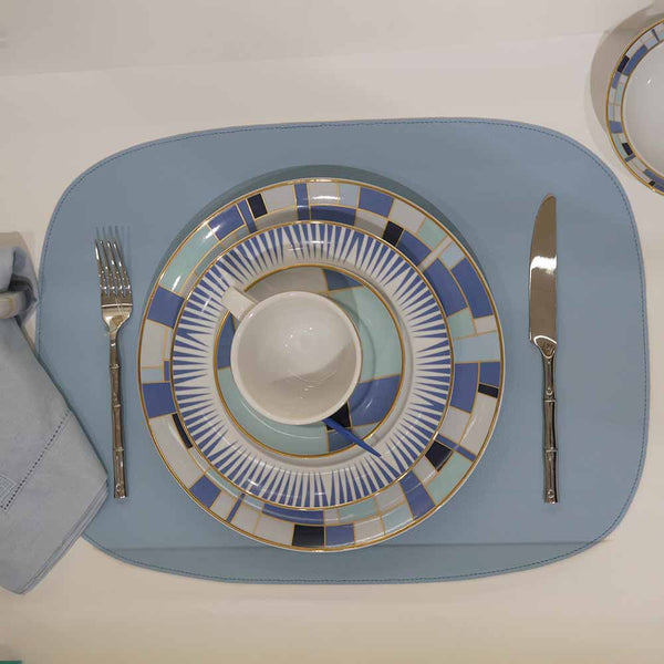 JOGO AMERICANO DUPLA FACE IMPERMEÁVEL RETANGULAR LARANJA E AZUL 48 CM