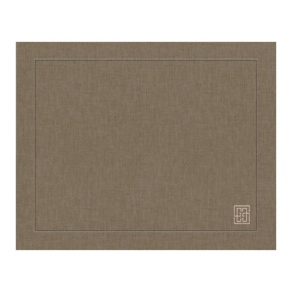 JOGO AMERICANO DE LINHO PURO BARRA LARGA PREMIUM MARROM 50x39CM