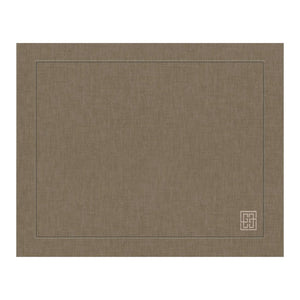 JOGO AMERICANO DE LINHO PURO BARRA LARGA PREMIUM MARROM 50x39CM