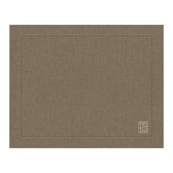 JOGO AMERICANO DE LINHO PURO BARRA LARGA PREMIUM MARROM 50x39CM