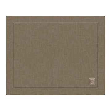 JOGO AMERICANO DE LINHO PURO BARRA LARGA PREMIUM MARROM 50x39 CM