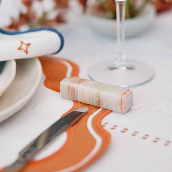 JOGO AMERICANO EASY CLEAN ELLA TERRACOTA E BRANCO