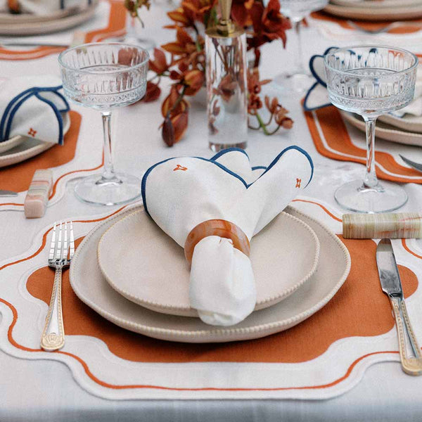 JOGO AMERICANO EASY CLEAN ELLA TERRACOTA E BRANCO