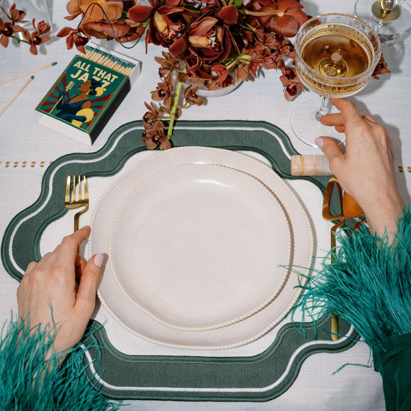 JOGO AMERICANO EASY CLEAN ELLA BRANCO E VERDE