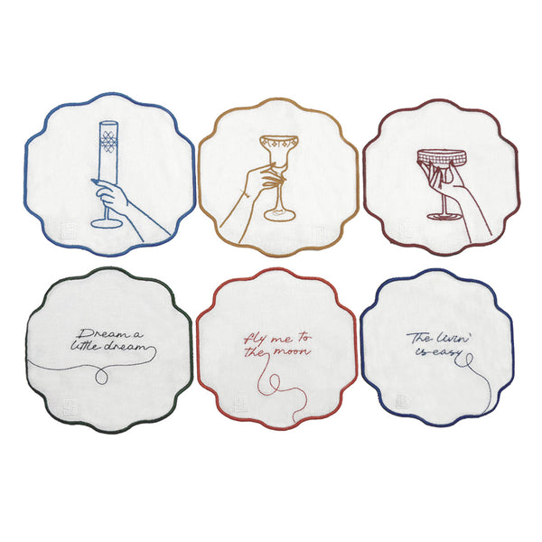 SET GUARDANAPO DE COQUETEL LINHO ALL THAT JAZZ 6 PEÇAS