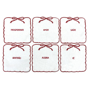 SET GUARDANAPOS DE COQUETEL LINHO WISHES 6 PÇAS