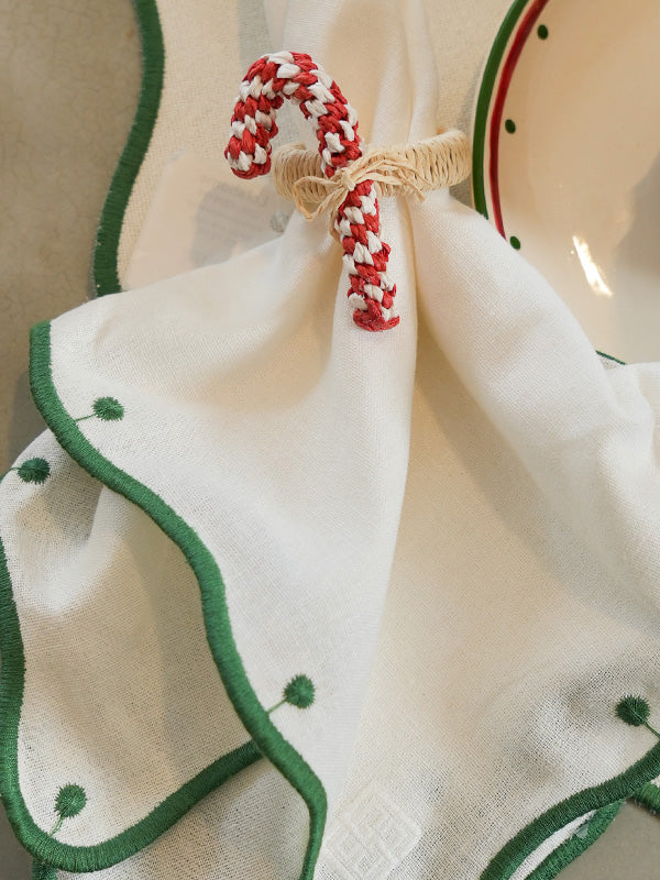 GUARDANAPO DE LINHO BOLINHAS VERDE