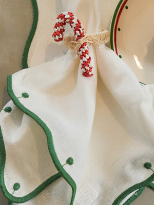 GUARDANAPO DE LINHO BOLINHAS VERDE