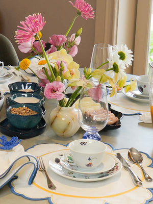 JOGO AMERICANO EASY CLEAN FLOWERSCAPE AZUL E AMARELO