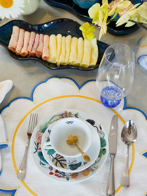 JOGO AMERICANO EASY CLEAN FLOWERSCAPE AZUL E AMARELO