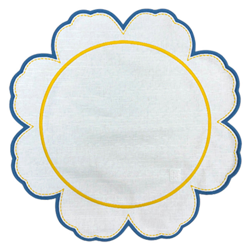 JOGO AMERICANO EASY CLEAN FLOWERSCAPE AZUL E AMARELO