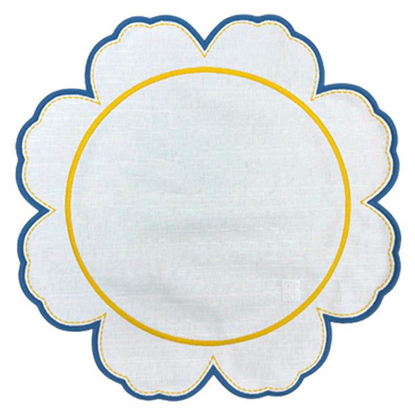 JOGO AMERICANO EASY CLEAN FLOWERSCAPE AZUL E AMARELO