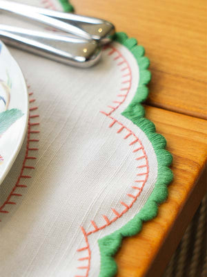 JOGO AMERICANO EASY CLEAN FLOWERSCAPE VERDE E ROSA