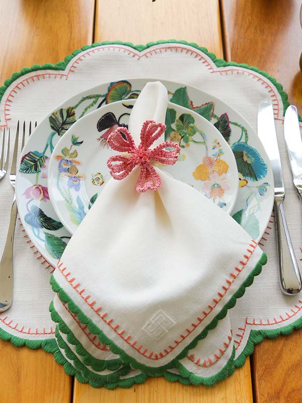 GUARDANAPO DE LINHO FLOWERSCAPE AZUL E AMARELO